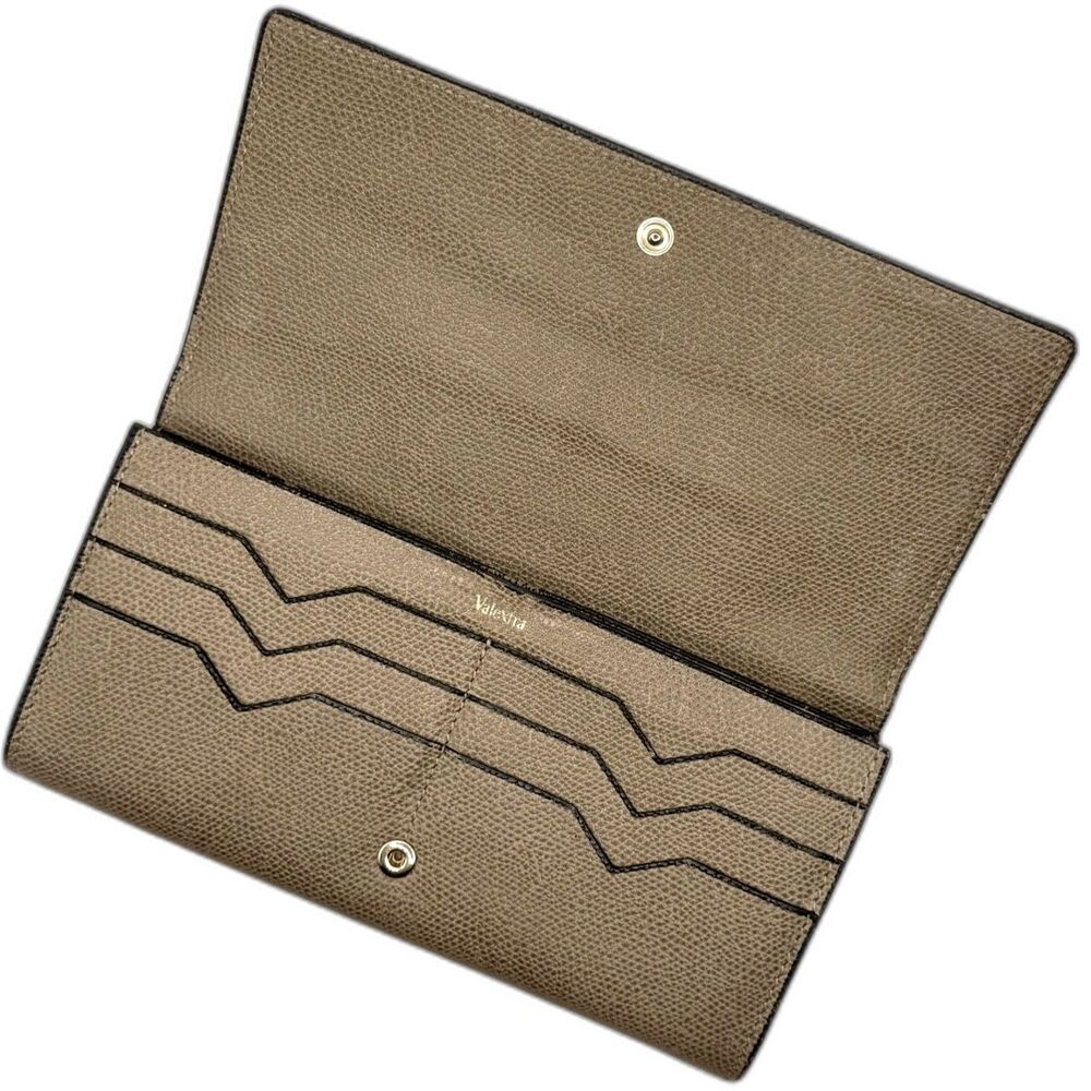 Valextra Millepunte Taupe Leather Long Wallet Made in Italy Authentic